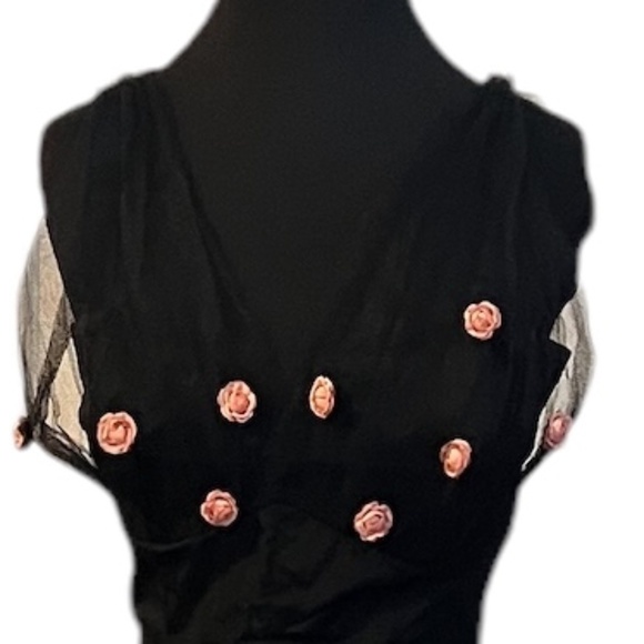 Robert Link By Fazzi California Black Pink Floral Lace Prom Dresses, Size XS - Picture 9 of 11